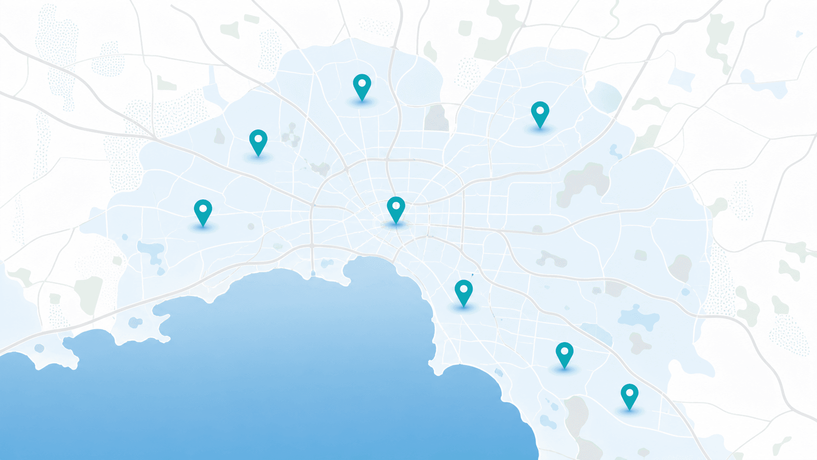 Illustrated Melbourne service area map with location pins